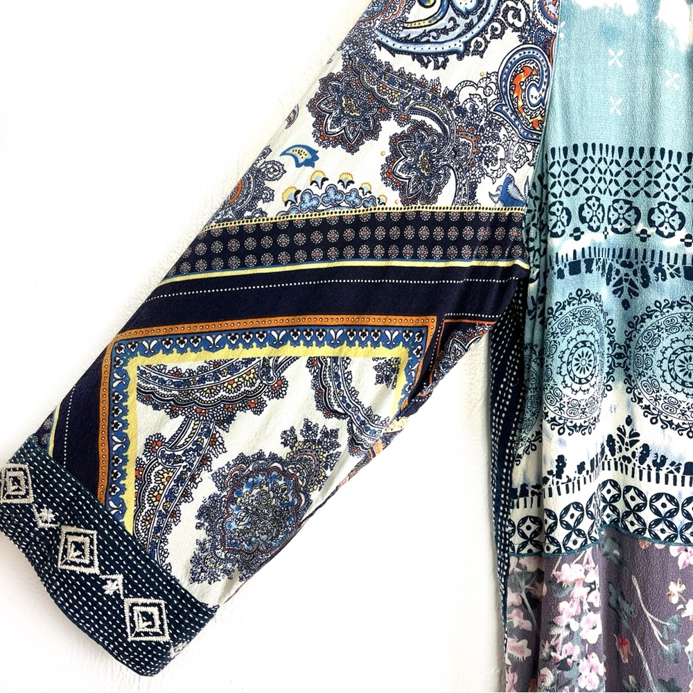 John Mark Embroidered Blue Patchwork Bohemian Lon… - image 4